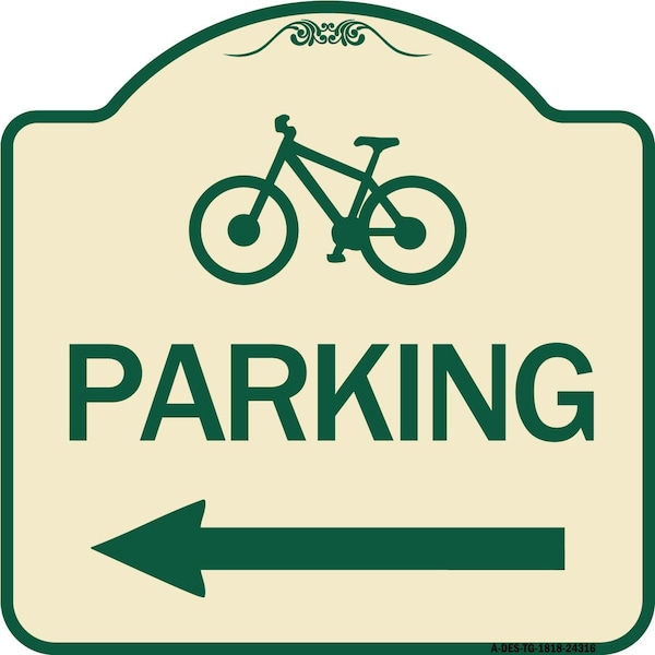 Signmission Bicycle Symbol Parking Left Arrow Heavy-Gauge Aluminum Architectural Sign, 18" x 18", TG-1818-24316 A-DES-TG-1818-24316 - main